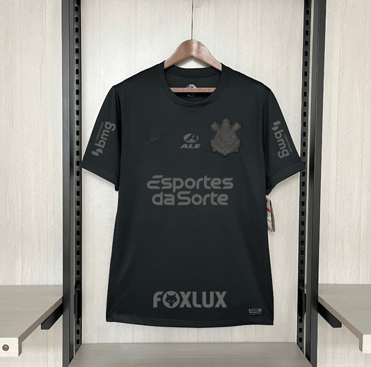 Camisa Nike Corinthians Fora 24/25 - Preta (Com todos patrocinadores)